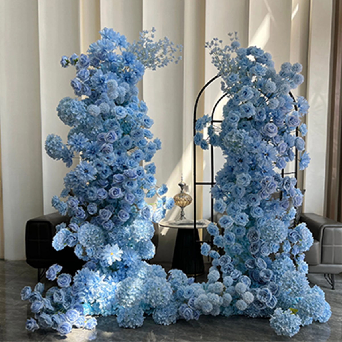 Blue Faux Pillar Florals